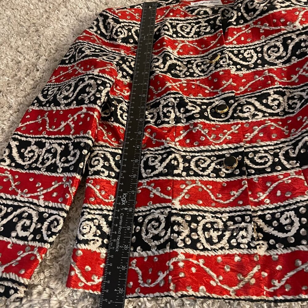 Vintage Made in USA Statement Jacket | Red Black Gold Geometric - Picture 7 of 9